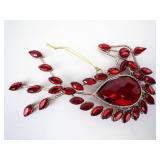 Pear-Cut Red Crystal Necklace with Halo and Marquise Accents - Costume Jewelry