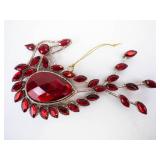 Pear-Cut Red Crystal Necklace with Halo and Marquise Accents - Costume Jewelry