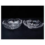 Pair of Crystal Cut Glass Trinket/Jewelry Bowls - Floral Rosette Motifs and Starburst Interiors