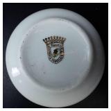 Limoges France Porcelaine Floral Lidded Trinket Box - Gold Rim & Green Band