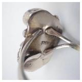 Turquoise & Coral Sterling Ring Co. Three-Stone Ring - Size 5.75