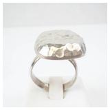 Sterling Silver Hammered Open Shank Ring - Size 8.5-9.5