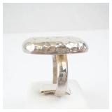Sterling Silver Hammered Open Shank Ring - Size 8.5-9.5