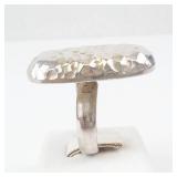Sterling Silver Hammered Open Shank Ring - Size 8.5-9.5