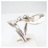 Sterling Silver Ring Mexico Hallmark - Open Swirl With Dual Ball Accents