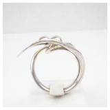 Sterling Silver Ring Mexico Hallmark - Open Swirl With Dual Ball Accents