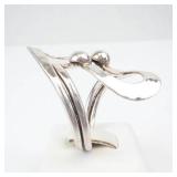 Sterling Silver Ring Mexico Hallmark - Open Swirl With Dual Ball Accents