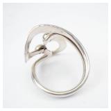 Sterling Silver Ring Mexico Hallmark - Open Swirl With Dual Ball Accents