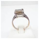 Smokey Topaz Sterling Silver Ring - Size 9, - Cushion-Cut Center Stone