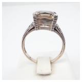 Smokey Topaz Sterling Silver Ring - Size 9, - Cushion-Cut Center Stone