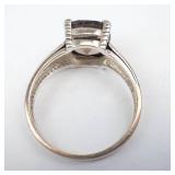Smokey Topaz Sterling Silver Ring - Size 9, - Cushion-Cut Center Stone