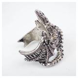 Dragon Ring with Dragon Head and Winged Scales
