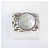 Pearl Sterling Silver Ring - Size 9.75