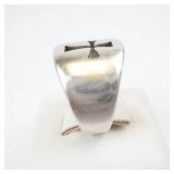 Sterling Silver Cross Signet Ring Hallmarked - Cross Cut-Out Square Face -Size 5