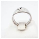 Sterling Silver Cross Signet Ring Hallmarked - Cross Cut-Out Square Face -Size 5