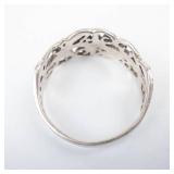 Sterling Silver Swirl & Leaf Ring - Size 6.75