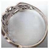Sterling Silver Swirl & Leaf Ring - Size 6.75