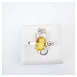 Sterling Silver Citrine Mouse Ring - Size 7