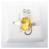 Sterling Silver Citrine Mouse Ring - Size 7