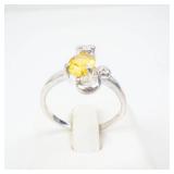 Sterling Silver Citrine Mouse Ring - Size 7
