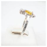 Sterling Silver Citrine Mouse Ring - Size 7