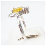 Sterling Silver Citrine Mouse Ring - Size 7