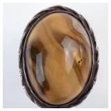 Fancy Agate Stone Ring - Sterling Silver Bezel, Rope-Wrapped, Size 8.25