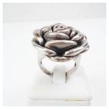 Sterling Silver Rose Ring - Floral Cluster Ring