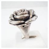 Sterling Silver Rose Ring - Floral Cluster Ring