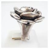 Sterling Silver Rose Ring - Floral Cluster Ring