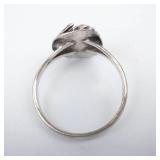 Turquoise Cabochon Ring in Sterling Silver - Size 7.75, Rope Border