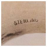 Sterling Silver Moss Agate Ring - Hammered Band, Square Bezel, Size 12.5
