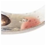 Topaz? & CZ Silver Ring - Oval Center Stone with Halo, Size 6 3/4