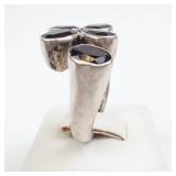 Sterling Silver 5 Stone Garnet Open Shank Ring - Size 6.5-7.5