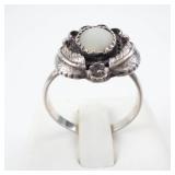 Native American MOP Sterling Silver Ring with Cabochon Stone - Size 6.5