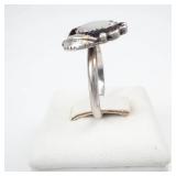 Native American MOP Sterling Silver Ring with Cabochon Stone - Size 6.5