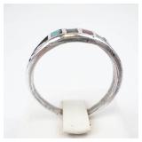 Multigemstone Sterling Silver Ring with Leaf Accent - Size 10.75