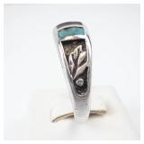 Multigemstone Sterling Silver Ring with Leaf Accent - Size 10.75