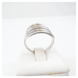 Vintage Sterling Silver Ring - Five-Bar Openwork Top, Size 7.25