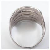 Vintage Sterling Silver Ring - Five-Bar Openwork Top, Size 7.25
