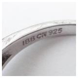 3 Row CZ Sterling Silver Ring Size 7 - 925 IBB Hallmarked