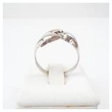 Sterling Silver Three Dolphin Swirl Ring - Size 6.5