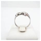 Sterling Silver Three Dolphin Swirl Ring - Size 6.5