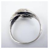 Sterling Silver Three Dolphin Swirl Ring - Size 6.5