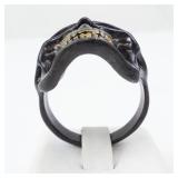 Large Skull Ring with Gold Tone Teeth - Base Metal, Size 13
