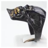 Large Skull Ring with Gold Tone Teeth - Base Metal, Size 13