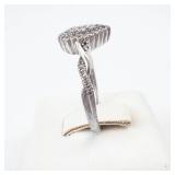 REEDS Sterling Silver Halo Ring - 1/4 CTW Pear Diamond Promise Ring, Size 7