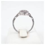 REEDS Sterling Silver Halo Ring - 1/4 CTW Pear Diamond Promise Ring, Size 7