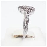 REEDS Sterling Silver Halo Ring - 1/4 CTW Pear Diamond Promise Ring, Size 7