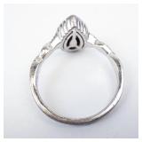 REEDS Sterling Silver Halo Ring - 1/4 CTW Pear Diamond Promise Ring, Size 7